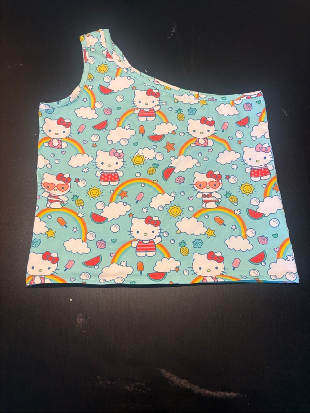 Hello Kitty Aqua One-Shoulder Tank Top